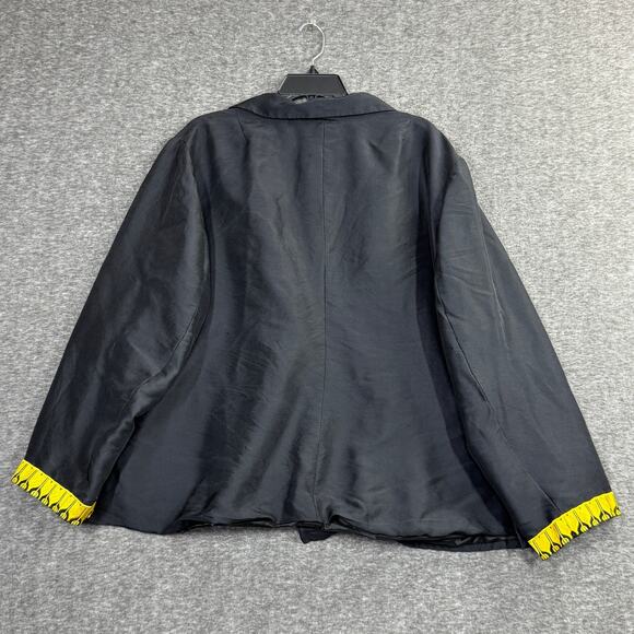 Victor Costa Occasion Silk Cardigan Jackey Size 2X Black Gold Embroidered - Picture 2 of 6